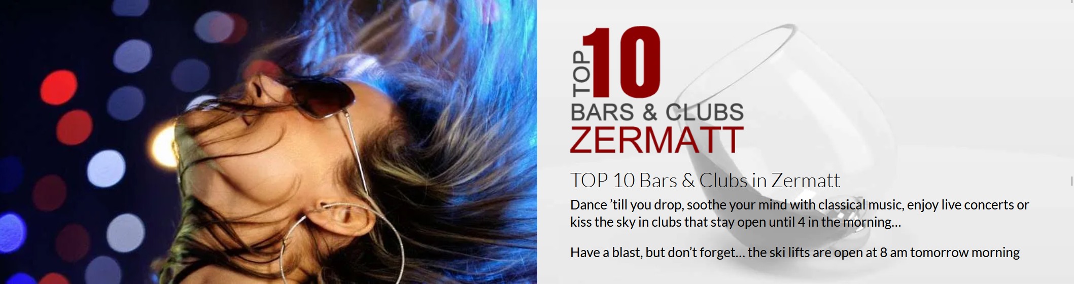 TOP 10 Bars and Clubs Zermatt beside nightlife lights