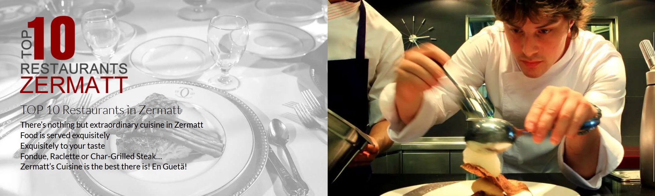 TOP 10 Restaurants Zermatt beside a chef plating a dish